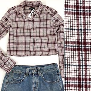 PacSun PS/LA Crop Top Flannel Plaid Long Sleeve